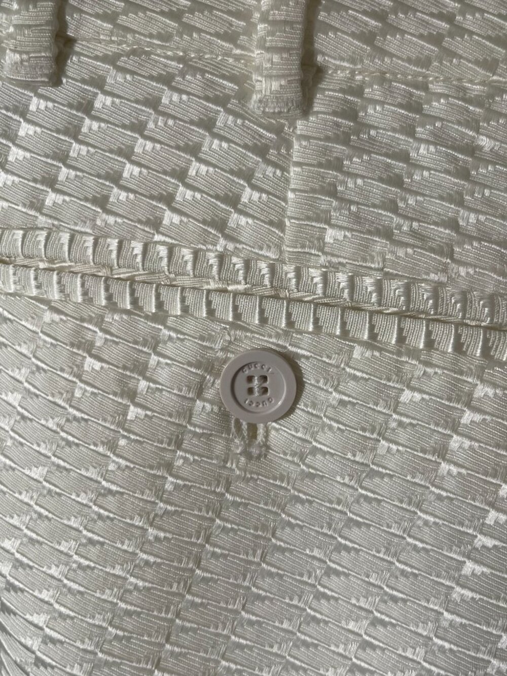 Gucci Ivory Textured Woven Tailored Straight Leg Trousers IT 40 - Picture 7 of 10